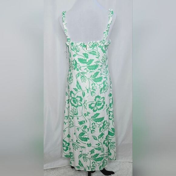 Draper James RSVP Linen Blend Floral Ruffled Neck Midi Dress Size 14 - Picture 8 of 13